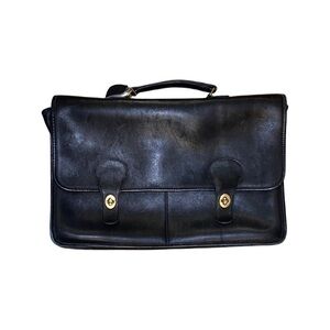 Vintage Coach Briefcase Messenger Black Leather Bag